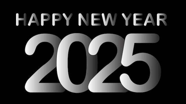 Szczęśliwego nowego roku 2025 świętowanie tła z czarnymi i białymi kolorami