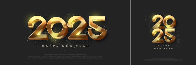 Szczęśliwego Nowego Roku Wektorowy realistyczny projekt 3D Liczba 2025 jest błyszcząca luksusowe złoto Premium nowoczesny i elegancki projekt, aby powitać nowy rok 2025