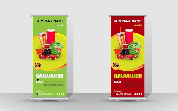 Plik wektorowy szczęśliwego ramadanu duża sprzedaż projekt szablonu banera rollup lub ramadan sprzedaż lub najlepsza oferta billboard design