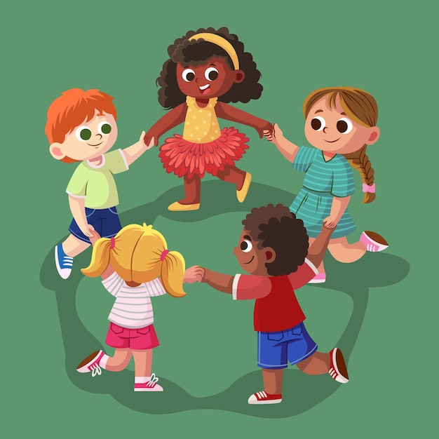 Plik wektorowy szczęśliwego światowego dnia dziecka projekt plakatu i transparentu ilustracja szczęśliwych dzieci bawiących się razem
