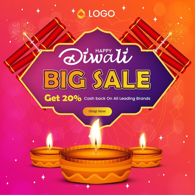 Szczęśliwej Diwali Wielka sprzedaż Banner
