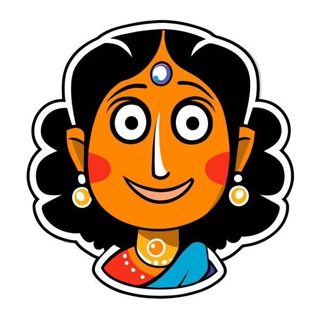 Szczęśliwej Navratri Krishna Durga Janmashtami Ręcznie Narysowana Płaska Stylowa Naklejka Kreskówkowa Koncepcja Ikony
