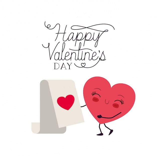 Szczęśliwi Valentines Dzień Z Kierowym Miłości Kawaii