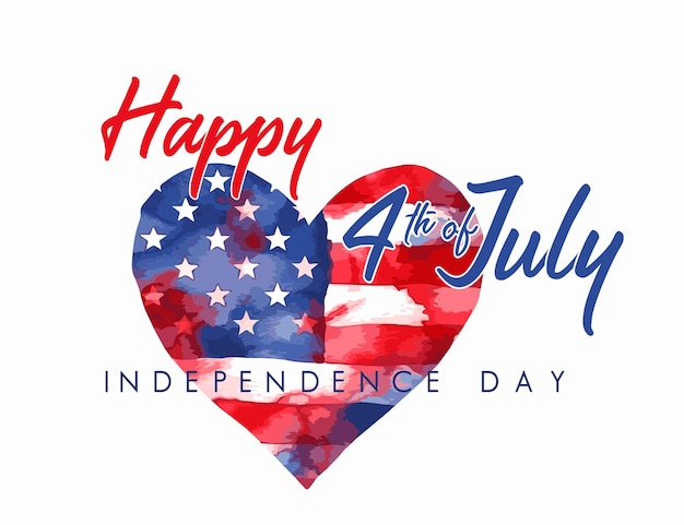 Plik wektorowy szczęśliwy 4 lipca dzień niepodległości wektor sztandar z sercem amerykańskiej flagi