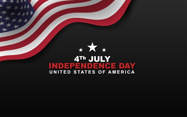 Szczęśliwy Amerykański Dzień Niepodległości 4 Lipca Pozdrowienie Projekt Ilustracji Z Amerykańską Flagą Cienia