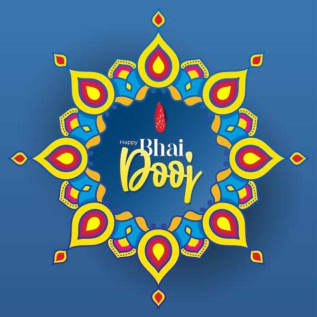 Szczęśliwy Bhai Dooj indyjski festiwal dekoracyjna kartka z życzeniami z lampami ilustracyjnymi