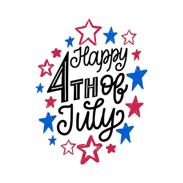 Plik wektorowy szczęśliwy czwartego lipca strony napis wektor kaligrafia na dzień niepodległości na tle gwiazd