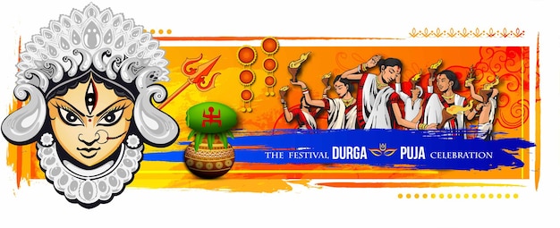 Szczęśliwy Dasera Navratri Tło Projekt Obchodzony W Religii Hinduskiej I Festiwal Durga Puja