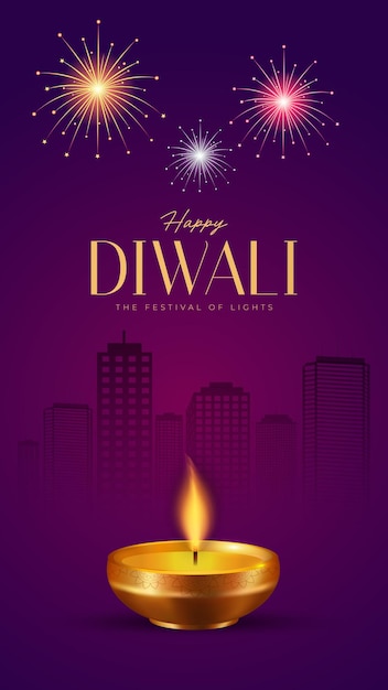 Szczęśliwy Diwali Post w mediach społecznościowych dla reklam Status życzeń Banner Greeting Card