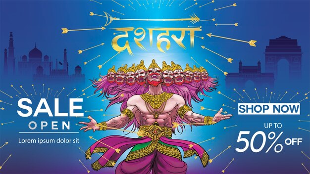 Szczęśliwy Dussehra Navratri. Tłumaczenie: Dussehra