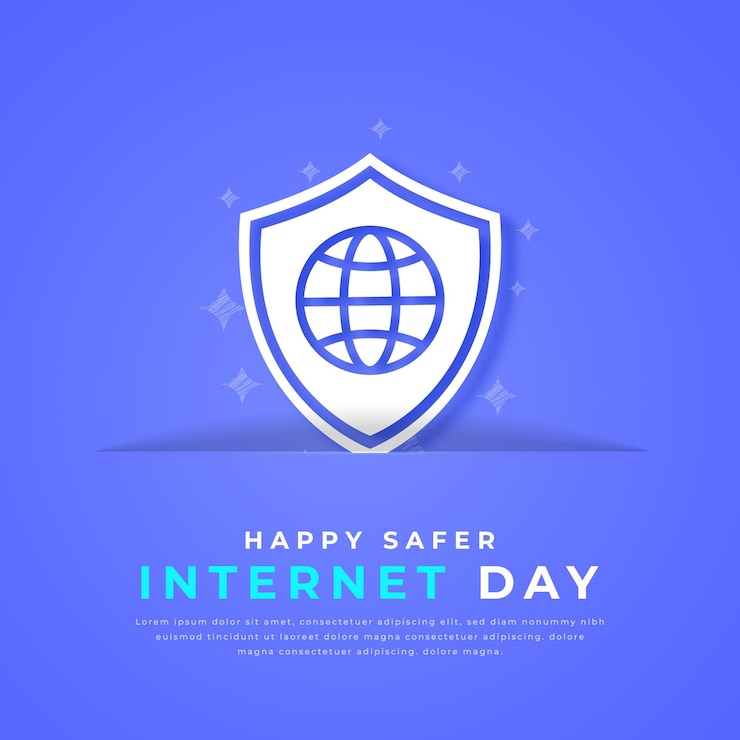 Wektor szczęśliwy dzień bezpieczniejszego internetu styl cięcia papieru ilustracja projektowa dla reklam banerowych plakatów w tle
