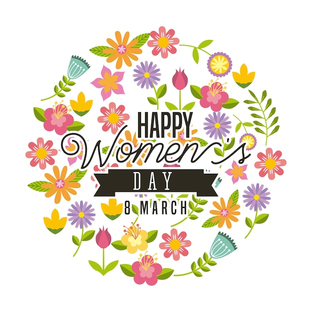 Szczęśliwy Dzień Kobiet Karta Z Pięknymi Kwiatami