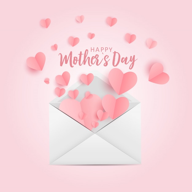 Szczęśliwy Dzień Matki Kartkę Z życzeniami Z Papieru Origami Hes Tła. Ilustracja