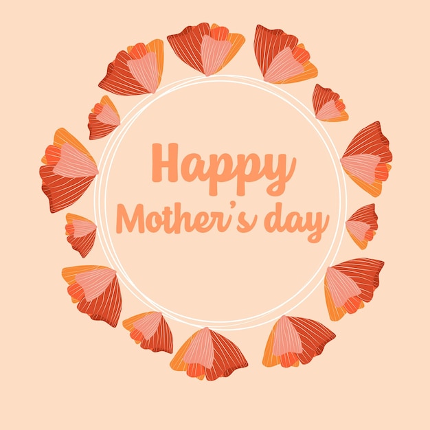 Plik wektorowy szczęśliwy dzień matki kartki z kwiatami na pomarańczowym tle