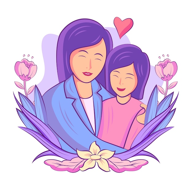 Szczęśliwy Dzień Matki ładny Płaski Ilustracja Szablon