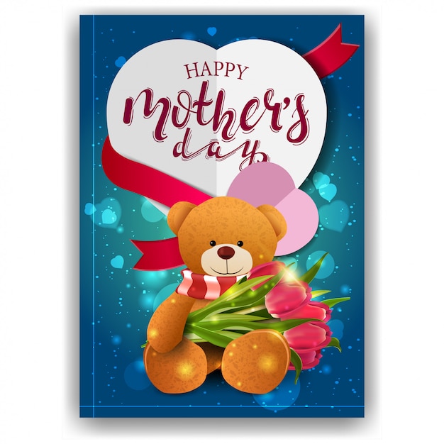 Szczęśliwy Dzień Matki, Nowoczesne Czerwone Gratulacje Pocztówka