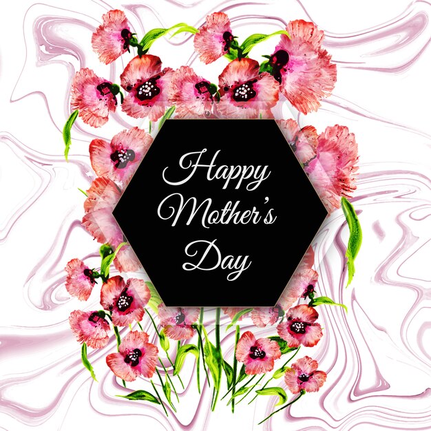 Szczęśliwy Dzień Matki Tło Z Tekstury Kwiatowy I Marmur