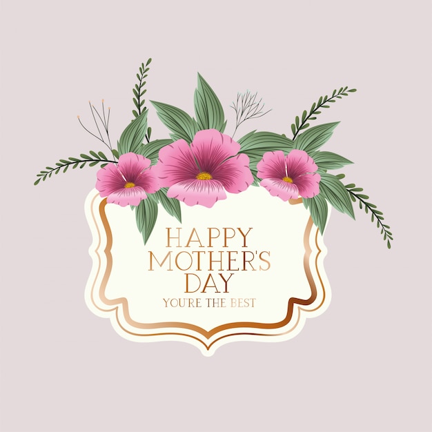Szczęśliwy Dzień Matki Wiktoriański Kwadrat Ramki Z Kwiatami