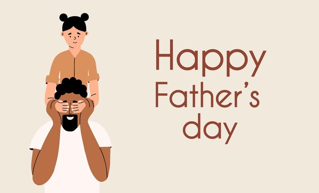 Plik wektorowy szczęśliwy dzień ojca bannerxad córka siedzi na szyi ojca ilustracja wektorowa
