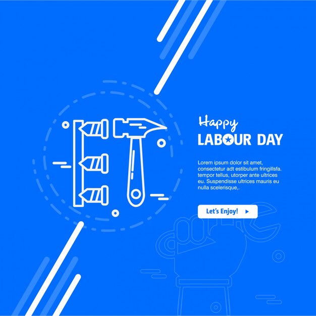 Szczęśliwy Dzień Pracy Projekt Z Błękitnym Tematu Wektorem