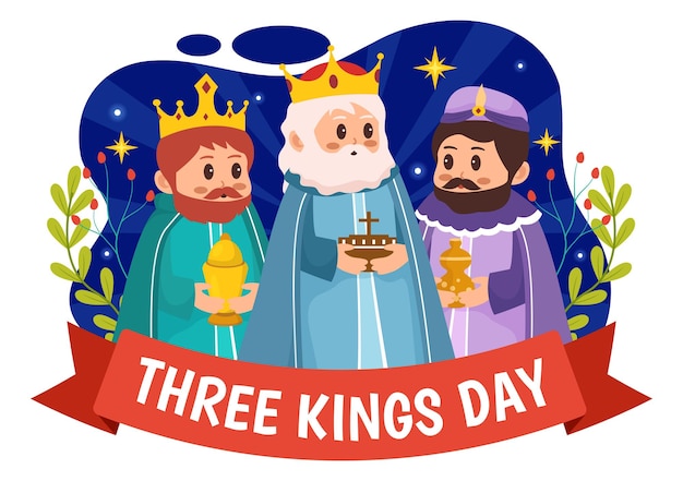 Plik wektorowy szczęśliwy dzień trzech królów ilustracja wiary w boskość jezusa od jego przyjścia na świat