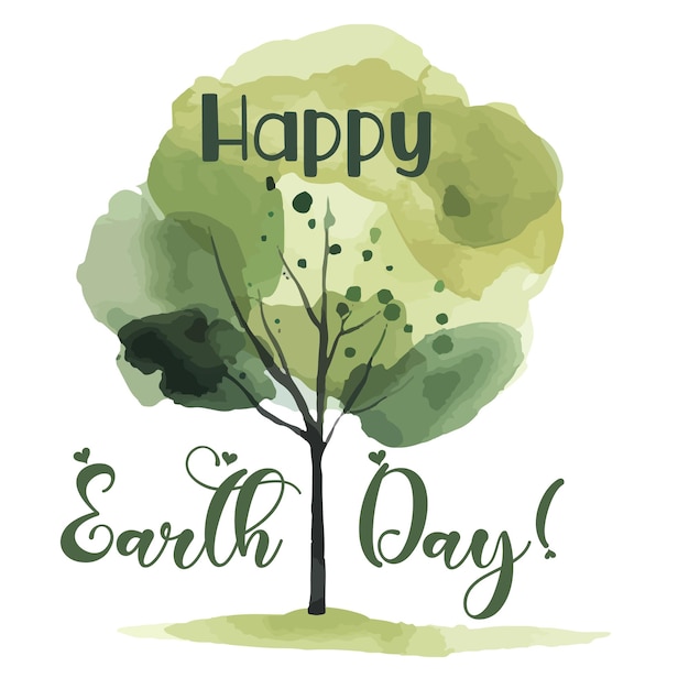 Szczęśliwy Dzień Ziemi Kartka akwarelowa o ratowaniu planety przyrody i ekologii