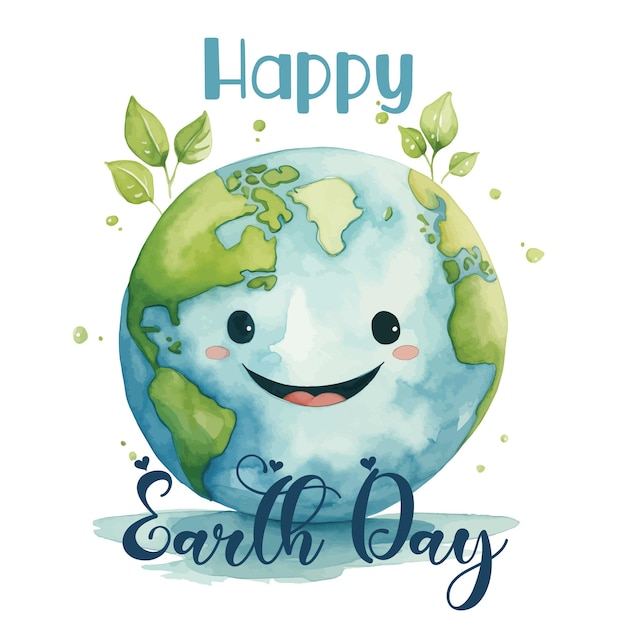 Szczęśliwy Dzień Ziemi Kartka akwarelowa o ratowaniu planety przyrody i ekologii