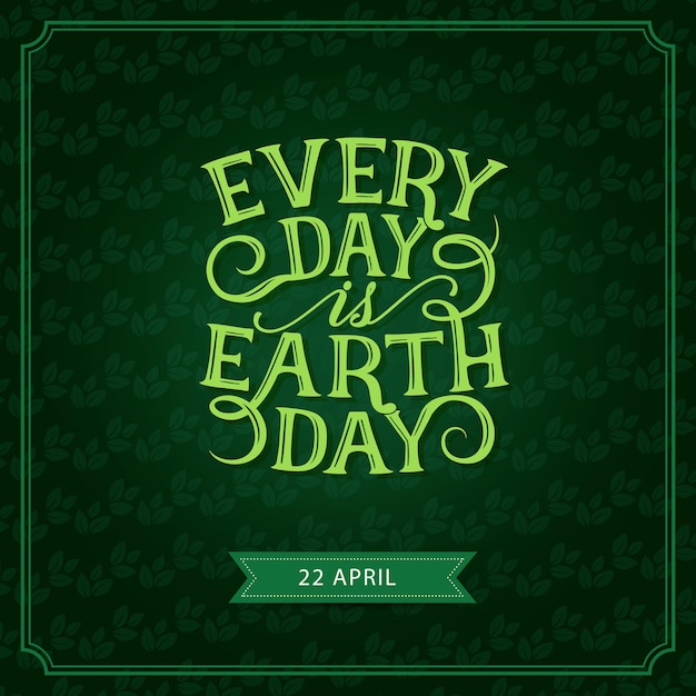 Szczęśliwy Dzień Ziemi Wektor Zielony Liść Kartkę Z życzeniami