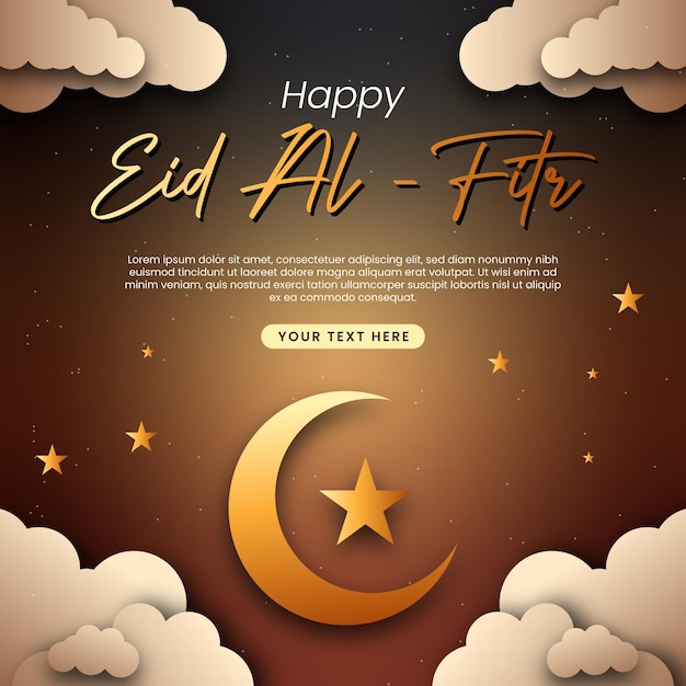 szczęśliwy eid al fitr post w mediach społecznościowych