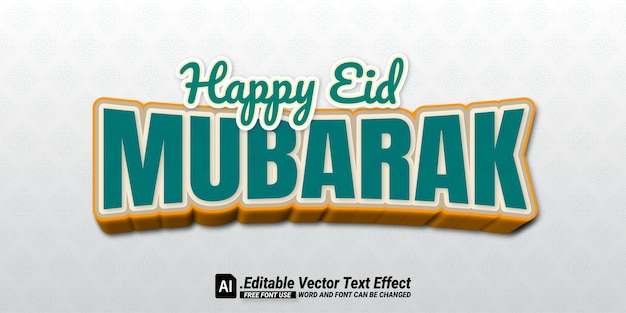 Szczęśliwy eid mubarak Kareem Edytowalny wektorowy efekt tekstowy