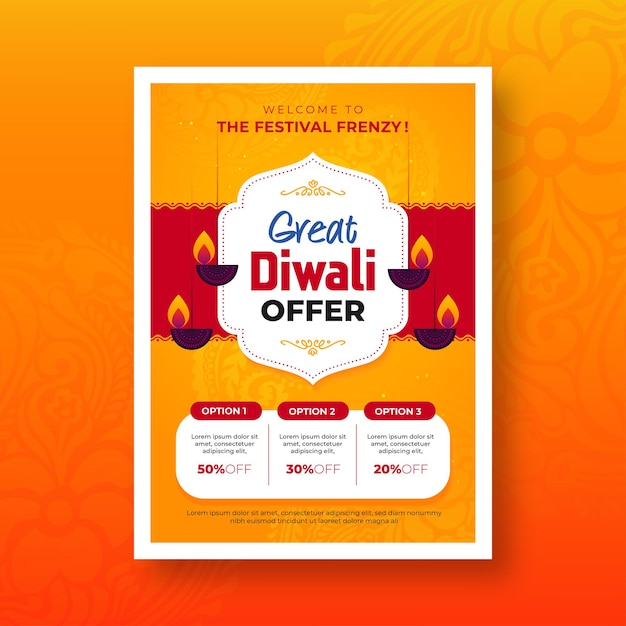 Plik wektorowy szczęśliwy festiwal diwali oferuje szablon projektu plakatu szablon projektu układu plakatu sprzedaży festiwalu