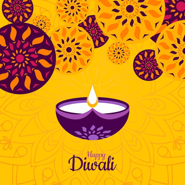 Szczęśliwy festiwal Diwali z celebracją lampy olejowej w tle