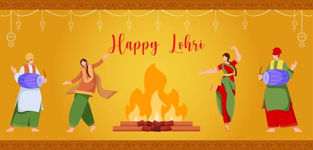 Szczęśliwy festiwal Lohri ilustracji wektorowych w Pendżabie.