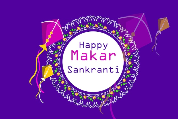 Szczęśliwy Festiwal Makar Sankranti Hinduski Festiwal Z Orientalnymi Elementami W Tle Premium Wektorów