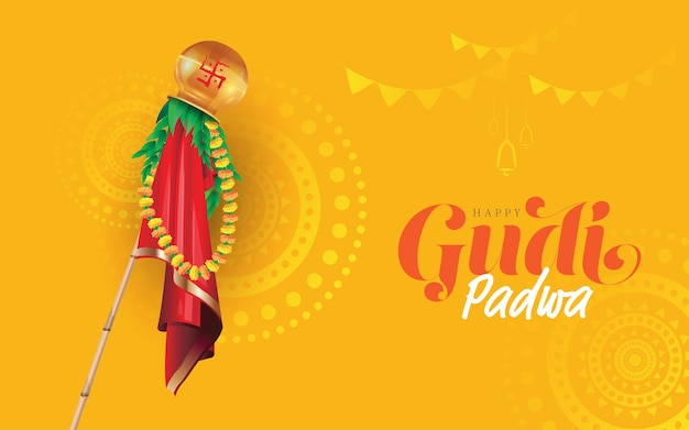 Szczęśliwy Gudi Padwa Festival Maharastra nowy rok tło wektor