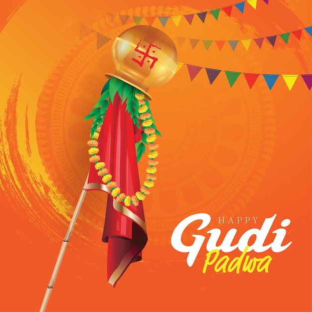 Szczęśliwy Gudi Padwa Festival Maharastra Nowy Rok Tło Wektor