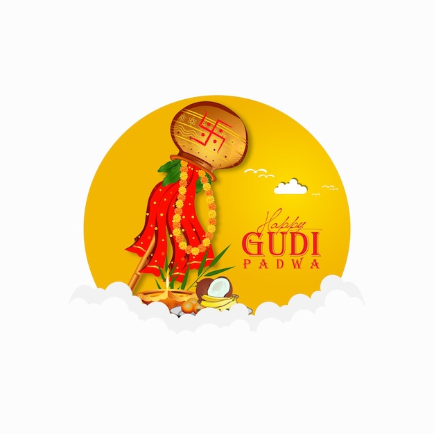 Plik wektorowy szczęśliwy gudi padwa, gudi padwa celebracja india.vector ilustracja