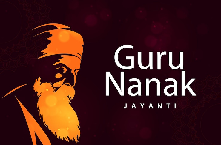 Wektor szczęśliwy gurpurab guru nanak jayanti festiwal świętowania sikhów tło