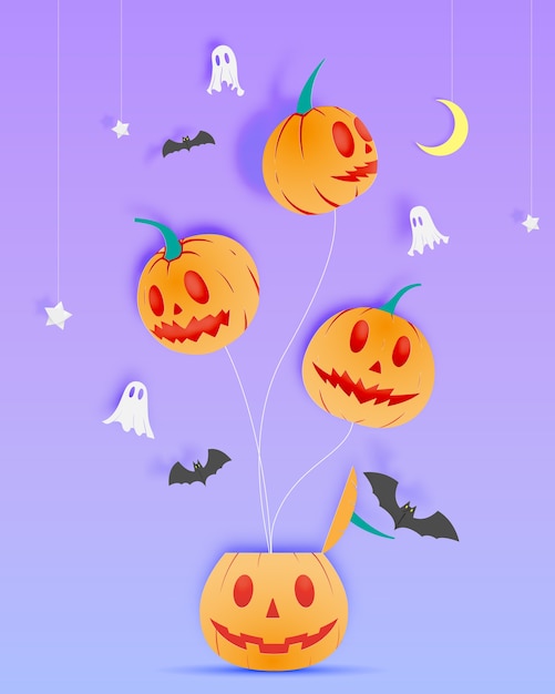 Szczęśliwy Halloween Papieru Sztuki Tło Z Ducha Wektoru Ilustracją