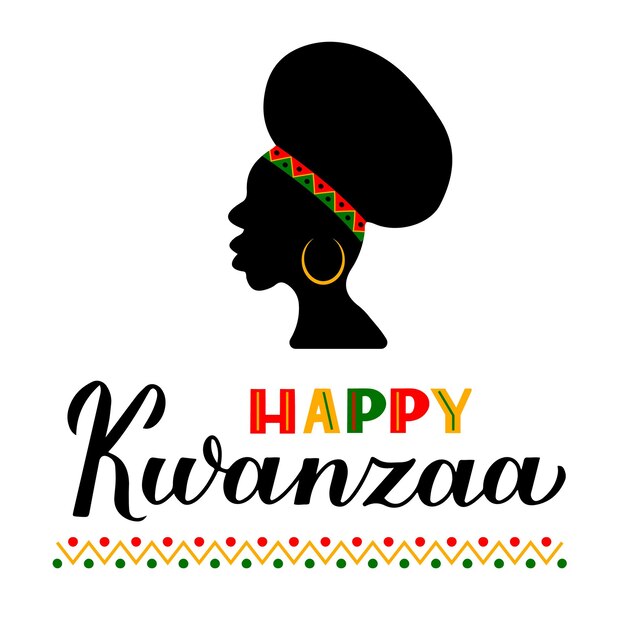 Szczęśliwy Kwanzaa Kaligrafia Ręcznie Napis Na Białym Tle Na Biały African American Wakacje Wektor Szablon Dla Typografii Plakat Kartkę Z życzeniami Baner Pocztówka Ulotka Naklejki Itp