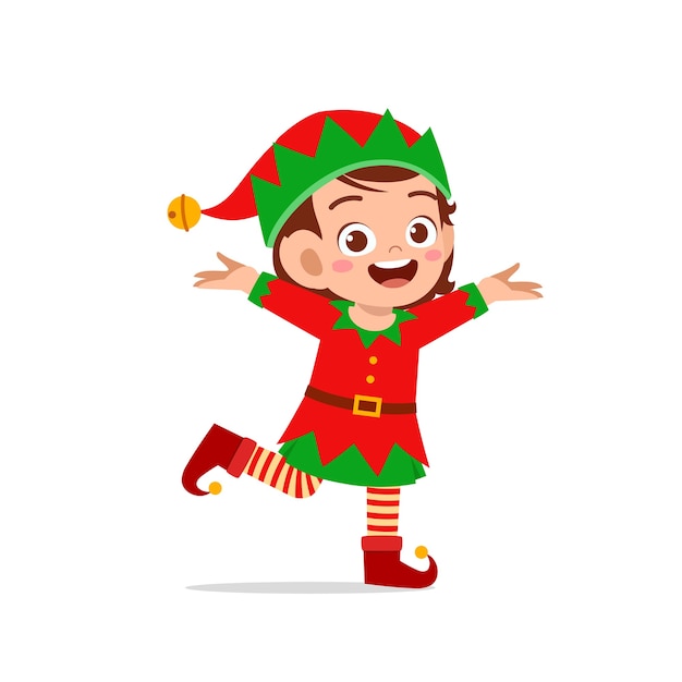 Szczęśliwy ładny Mały Chłopiec I Dziewczynka Ubrana W Zielony Elf świąteczny Kostium