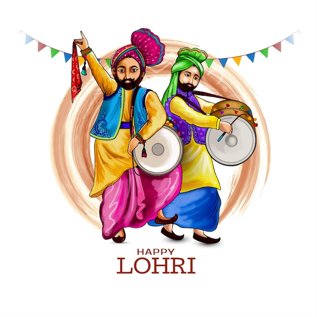 Plik wektorowy szczęśliwy lohri indyjski festiwal punjabi projekt tła