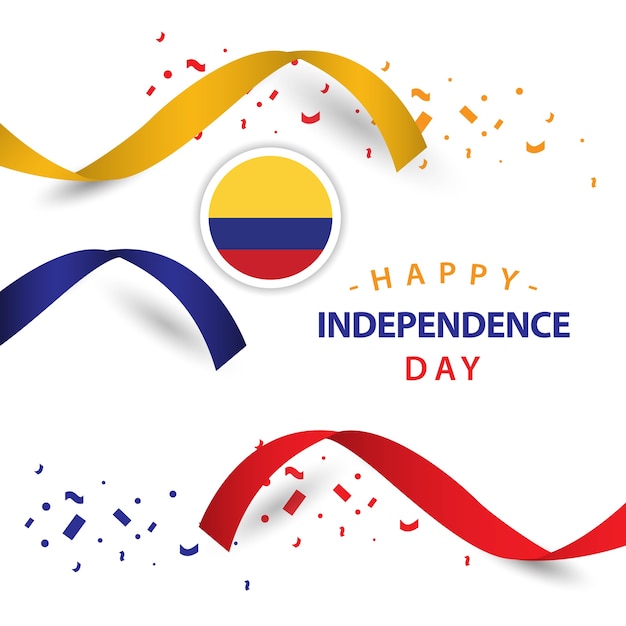 Szczęśliwy Niezależny Dzień Kolumbia Szablon Wektor Wzór