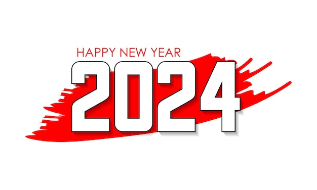Szczęśliwy Nowy Rok 2024 Abstrakcyjny Banner Z Pozdrowieniami Biały Typografia Z Efektem Cienia I