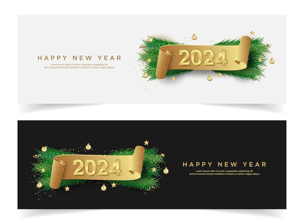 Plik wektorowy szczęśliwy nowy rok 2024 szczęśliwy nowy rok 2024 z ozdobą świąteczną na tle