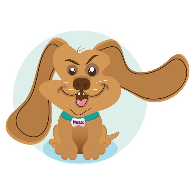Szczęśliwy pies kawaii Cartoon zwierzaka Vector
