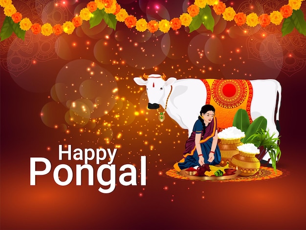 Szczęśliwy pongal celebracja tło karty z pozdrowieniami