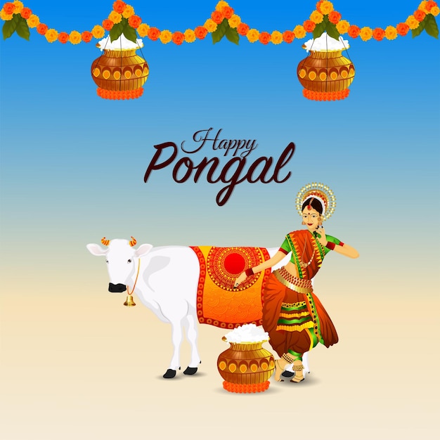 Szczęśliwy Pongal kreatywna ilustracja i błoto garnek