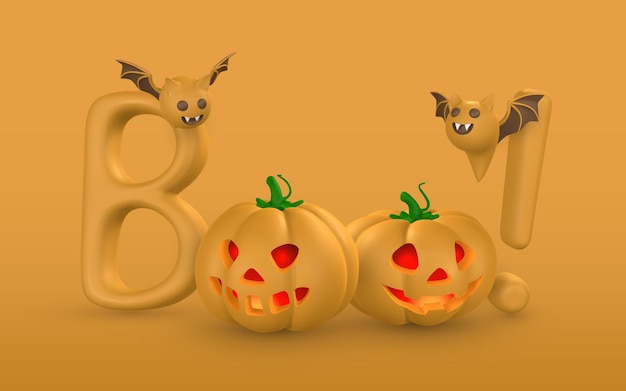 Szczęśliwy Projekt Banera Halloween Kreskówka 3d Elementy Halloween Ilustracja Wektorowa