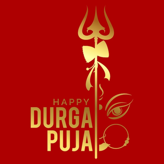 Szczęśliwy Projekt Karty Festiwalu Durga Puja Hinduski Festiwal Subh Navratri Z Projektem Trishul